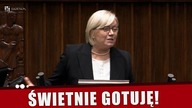 Julia Przyłębska oznajmiła w sejmie, że świetnie gotuję i powołała się na Monteskiusza