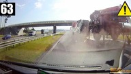 Wystrzał opony w litewskim tirze