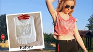 DIY Tie Dye różowy crop top + cekiny