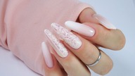 white lace babyboomer wedding nails / AlleLac
