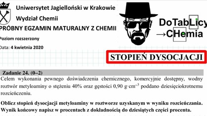 ZADANIE 24 UJ 2020 KWIECIEŃ STOPIEŃ DYSOCJACJI ZASADY BRONSTEDTA.  #chemia #chemistry