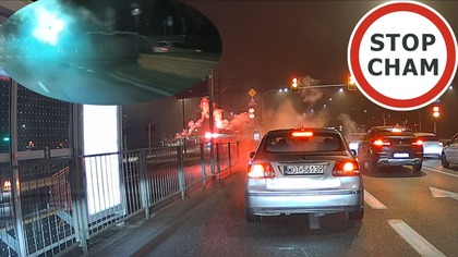 Strzelili fajerwerkami do siebie i innych kierowców na drodze #2116 Wasze Filmy
