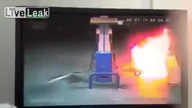 Mały pożar na stacji beznynowej