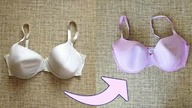 DIY farbowanie używanego biustonosza na różowo