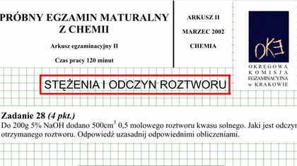 ZADANIE 28 OKE 2002 ODCZYN ROZTWORU