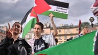 Solidarnie z Palestyną.  Ani jednej bomby więcej.  Kraków, 28 kwietnia 2024