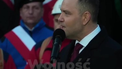 MOCNE SŁOWA NAWROCKIEGO POD KOPALNIĄ WUJEK: PRECZ Z KOMUNĄ