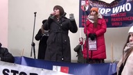 1. 12. 2023 Justyna Socha na proteście STOP WHO pod Ministerstwem Zdrowia