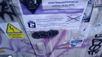plakat narodowej antypsychiatrii przeciwko psychiatriilbgt przed otwartej przestrzeni