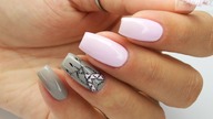 Pink & Grey jeweled nails art / malowane łańcuszki na paznokciach / Bluesky Polska