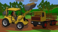 Excavator & Loader and Truck - Reconstruction of the destroyed temple | cartoon animation 3D