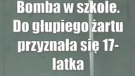 Bomba w szkole.  Do głupiego żartu przyznała się 17-latka