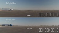 Demonstracja przyspieszenia ciężarówki - diesel vs wodór