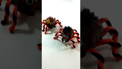 Pająki na Halloween DIY #shorts #pajak #pompon #halloween #dc #rękodzieło #pająk #maskotka