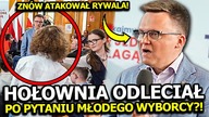 SZYMON HOŁOWNIA ODLECIAŁ PO PYTNIU MŁODEGO WYBORCY O MENTZENA?! ZNOWU CHAMSKO ATAKOWAŁ KONFEDERATĘ!