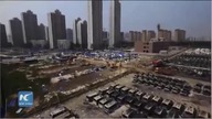 Widok po wybuchu w Chinach nagrany dronem