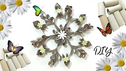 Wiosenny wianek z rolek po papierze. Dekoracja na ścianę z recyklingu  DIY