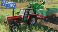 Vehicles in PGR - Tractor with Rotary Mower and Rape swath | Exchange of Equipment between Farms