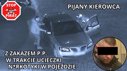 Policjant zatrzymuje pijanego kierowcę przy Komendzie Stołecznej Policji.  STOP PIRAT