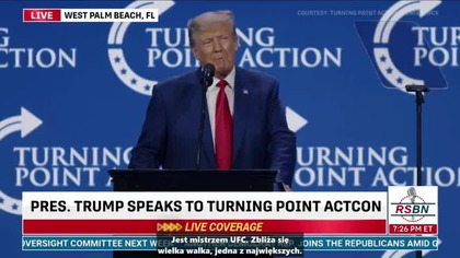 Prezydent Donald J.  Trump na konferencji Turning Point Action 15. 07. 23 - Napisy PL.