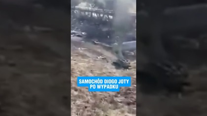 SAMOCHÓD DIOGO JOTY.  DOSZCZĘTNIE SPŁONĄŁ PO WYPADKU