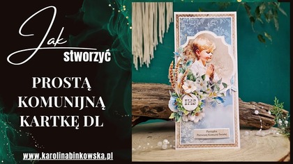  Kartka Komunijna DL z Papierów DIGI  Piękna i Przestrzenna Kompozycja 