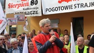B. Ziętek podczas demonstracji przed KWK Brzeszcze