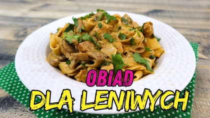 MAKARON z jednej patelni!  Kremowy kurczak z pieczarkami i porem - Bez brudzenia naczyń!