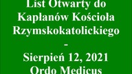 List Otwarty do Kapłanów Kościoła Rzymskokatolickiego - Sierpień 12, 2021 Ordo Medicus
