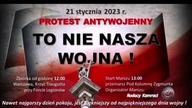 To nie nasza wojna! Zapraszamy na pokojowy protest antywojenny 21. 01. 2023 w Wars