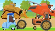 Disney Machine Park - Tractor, Bulldozer and Red Wild Harvester | Videos for KIDS