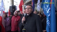 Przemysław Wipler na proteście przeciwko ingerencji UE w sprawy Polski 19.01.2016