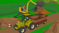 Tractor with Trailer and yellow cyclops loader Machines and vehicles Tractor, excavator & bulldoze