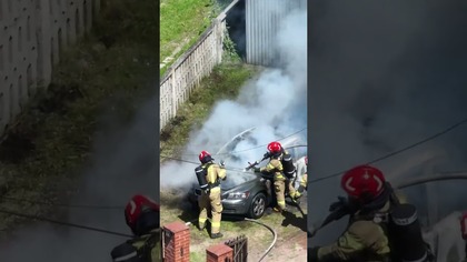 Pożar samochodu na Dąbrowie Narodowej
