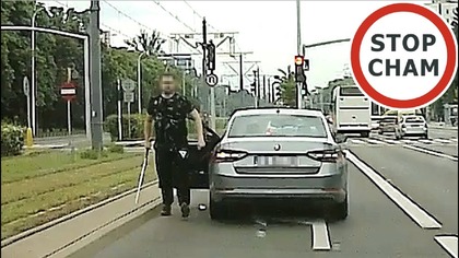 Nie mam pojęcia, o co temu bandycie chodziło. Tam na miejscu zajechał drogę zmuszając mnie do gwałtownego hamowania, groził pałką teleskopową, nie pozbierał śmieci, które wypadły z jego auta, przekroczył linię ciągłą i przejechał na czerwonym świetle.

3.06.2025 Warszawa