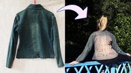 DIY kurtka z napisem na plecach Follow your fu*king dreams