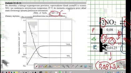 Oblicz stężeniową stałą r&oacute;wnowagi opisanej reakcji w temperaturze 25 &deg;C.  ZADANIE 12 CKE 2020 CZERWIEC