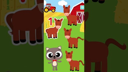 Liczenie koników z Pikusiem i Mruczkiem  Nauka liczb dla dzieci