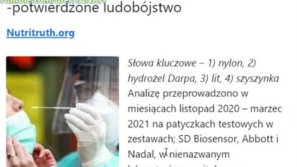 Analiza ze Słowacji patyczkw testw PCR - potwierdzone ludob&oacute;jstwo