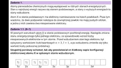 Zadanie 1 CKE 2024 Grudzień (PRÓBNA) | W pewnych warunkach atom X w stanie podstawowym...
