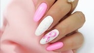 Breast cancer icon ribbon nails art tutorial / Allepaznokcie Molly Lac