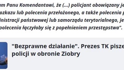 Bezprawne działanie.  Prezes TK pisze do szefa policji w obronie Ziobry