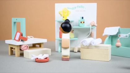 Drewniane figurki do zabawy - salon piękności dla psów Tender Leaf Toys