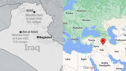 12 pocisk&oacute;w spadło niedaleko amerykańskiego konsulatu w Irbilu.  M&oacute;wią że to Iran