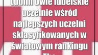 Lublin: Dwie lubelskie uczelnie wśród najlepszych uczelni sklasyfikowanych w światowym rankingu!