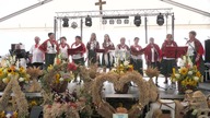 Występ zespołu Kalina z Markuszowa na dożynkach w Bobowiskach gm.  Markuszów