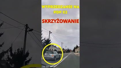 Wyprzedzanie na przejściu DP x2 i skrzyżowaniu #przepisy #polska #polscykierowcy #polskiedrogi