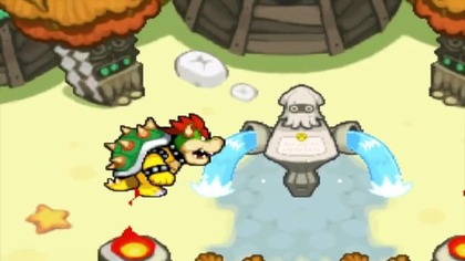 W grze na platformę Nintendo DS dowiadujemy się od braci Mario, że ich odwieczny rywal Bowser po zjedzeniu magicznych grzyb&oacute;w zaczyna wysysać przedmioty i rosnąć. Pomagamy im przywr&oacute;cić ich wrogowi właściwy rozmiar.