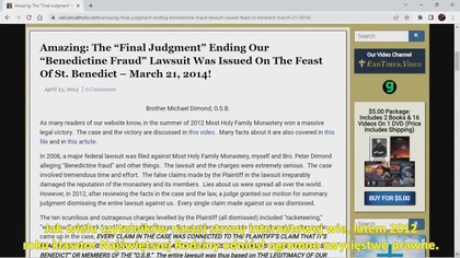 OSTATECZNY WYROK, OFICJALNIE KOŃCZĄCY SPRAWĘ, ZOSTAŁ WYDANY W ŚWIĘTO ŚW.  BENEDYKTA!