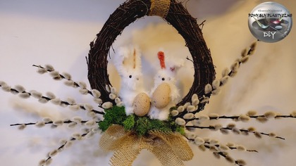 Jak zrobić wielkanocny wianek na drzwi z zajączkami - Pomysły Plastyczne DiY